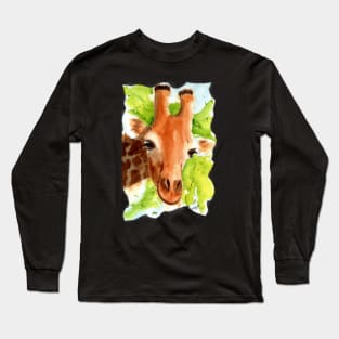 Watercolor Giraffe Portrait Long Sleeve T-Shirt